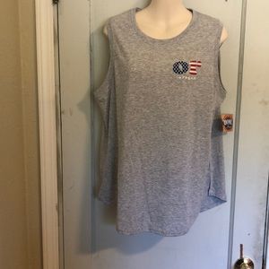 NWT Home Free XL OR in flag colors & Oregon below Sleeveless Grey T-Shirt